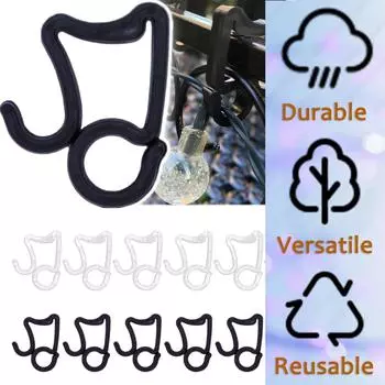 Крючки для рождественских светильников на открытом воздухе, зажимы для праздничных светильников One Size белый