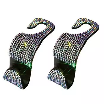 Крючки для спинки автомобильного сиденья, 2 шт., вешалки для спинки автомобильного сиденья и автомобильные аксессуары с блестящими стразами белый