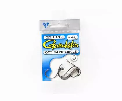 Крючки Gamakatsu Inline Octopus, черные, размер 2/0, 6 штук в упаковке (1472)