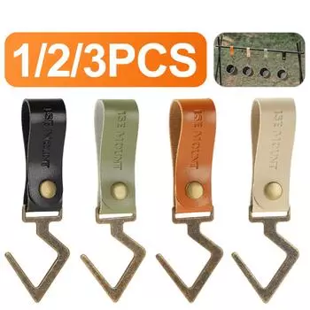 Крючки из искусственной кожи для кемпинга, пряжка S-образной формы, крючок для ключей, полевая металлическая пряжка, принадлежности для кемпинга, крючок для кухонных принадлежностей, стойка для хранения одежды Black 1PCS