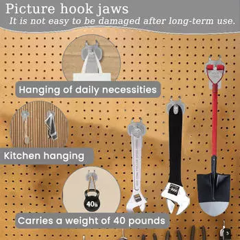 Крючки-зажимы для картин без повреждений для офиса, выдерживают до 40 фунтов, сверхпрочные, для подвешивания настенных рам 5pcs