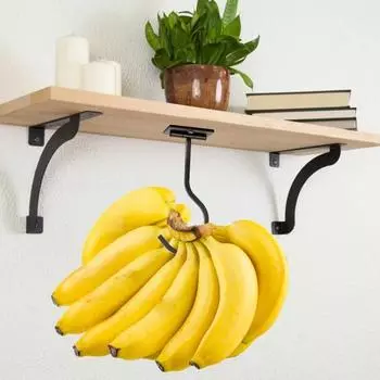 Крючок-банан Грузоподъемность 13 фунтов Складная конструкция Самоклеящаяся Простая установка Подвеска-банан Крючок для хранения под шкафом чёрный