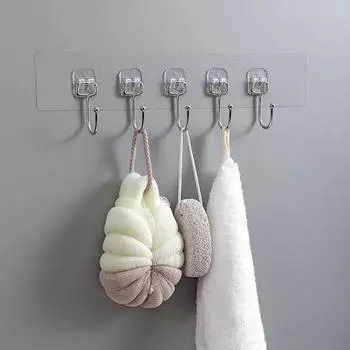Крючок без дырокола, прочная клейкая дверная вешалка для одежды, полотенец, кухонный прозрачный клейкий крючок без следов three hook 21*6.5cm прозрачный