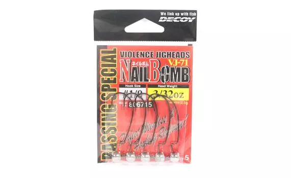 Крючок-бомба Decoy VJ-71 с джиг-головкой, размер 1/0, 3/32 унции (6715)