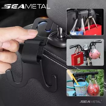 Крючок для автомобильного сиденья SEAMETAL, вешалка для автомобильного кошелька, органайзер для хранения автомобильной вешалки 1 Piece чёрный
