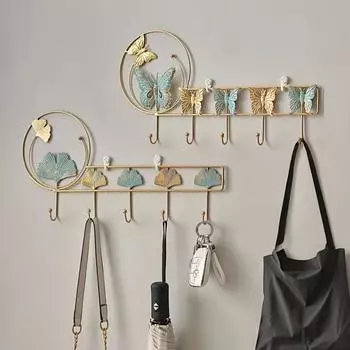 Крючок для бабочки Hyphosis Ginkgo Maple Leaf Настенный крючок для стойки Крючок с золотой росписью C