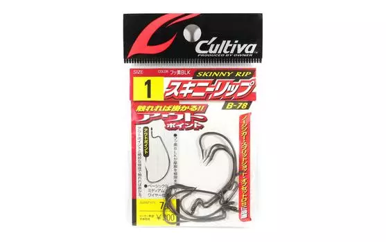 Крючок для червей Owner B-78, тонкий крючок Rip Slim, размер 1 (0299)