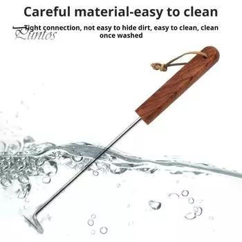 Крючок для гриля для стейков и барбекю, лопатка для мяса с деревянной ручкой, нержавеющая сталь, для гриля овощей, портативный кухонный инструмент L