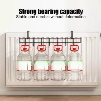 Крючок для хранения на радиаторе, большая грузоподъемность, несколько крючков, прочная металлическая конструкция, простая установка без сверления, держатель для сушки полотенец и носков L чёрный