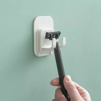 Крючок для хранения на стене Держатель для розетки электропитания Крючок для стены без прокола Клейкая вешалка Держатель для бритвы Подставка-вешалка Дверные крючки Держатель для ключей белый
