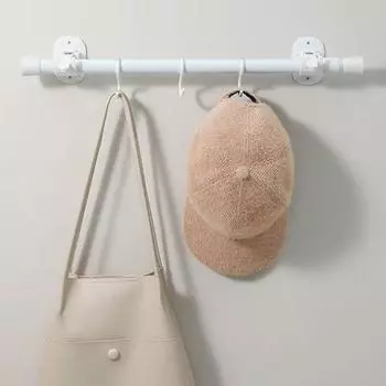 Крючок для карниза Два способа установки Самоклеящийся без перфорации Противоскользящий с отверстиями для винтов Несущая нагрузка Спальня Гостиная Держатель карниза для карниза чёрный