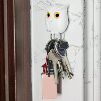 Крючок для ключей, новинка, магнитный держатель для ключей в виде совы, простая установка, настенный крючок-органайзер для домашней прихожей чёрный