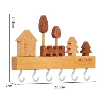 Крючок для ключей в виде кролика, вешалка, массив дерева, без сверления, декоративный крючок, милый органайзер для прихожей, подарок на новоселье White-Trees