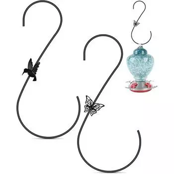 Крючок для кормушки для птиц S-образный подвесной крючок Большая несущая способность Сверхмощный Ловец снов Спиннер ветра Колокольчики Фонарь Цветочный горшок Bird чёрный
