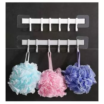 Крючок для кухни, настенный, 6 последовательных крючков, для полотенец, 6 последовательных крючков, для ванной, для ванной, без перфорации, не оставляющий следов 1pcs серый