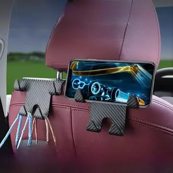 Крючок для мобильного телефона на заднее сиденье автомобиля с узором из углеродного волокна - многофункциональный крючок для хранения вещей для креативной организации пространства в автомобиле.