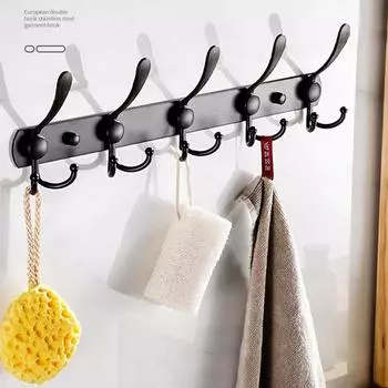 Крючок для одежды из нержавеющей стали, гостиная, ванная комната, сумка для полотенец, щетка, настенная подвесная полка для хранения 4 hooks серебряный