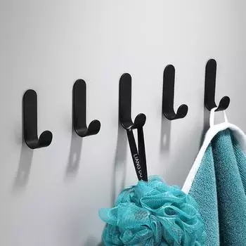 Крючок для одежды, вешалки, черный настенный крючок, без гвоздей, ключ, пальто, сумка, шляпа, вешалка, алюминиевые крючки для халата для домашней ванной комнаты