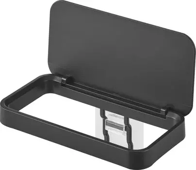 Крючок для пленки Yamazaki Jitsugyo с крышкой, держатель для полиэтиленового пакета, черный, основной, Ш18 x Г10 x Крючок, не башня, плавающий, треугольный, угловой, 1290, корпус, высота 7,5 см (Крышка открыта чёрный