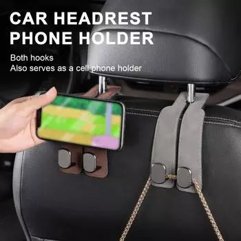 Крючок для подголовника автомобильного сиденья, держатель для телефона из искусственной кожи, сверхмощный многофункциональный универсальный внедорожник, автоматическое крепление на спинку сиденья, органайзер, вешалка для салона автомобиля A чёрный