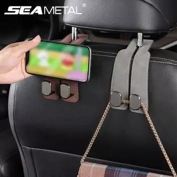 Крючок для подголовника автомобильного сиденья SEAMETAL, универсальный органайзер для внедорожника, автомобильный органайзер на спинку сиденья, вешалка для салона автомобиля 1PC чёрный