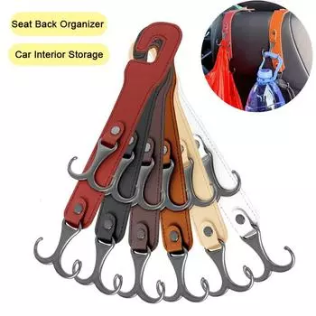 Крючок для подголовника автомобильного сиденья, кожаный скрытый крючок, органайзер для заднего сиденья автомобиля, вешалка для сумок, кронштейн для одежды, аксессуары для салона автомобиля чёрный