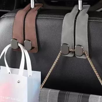 Крючок для подголовника автомобиля из высококачественной замши - универсальная вешалка из АБС-пластика с металлическим армированием и водонепроницаемым покрытием - 2 шт. в упаковке 1-Pack серый