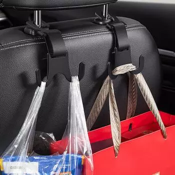 Крючок для подголовника автомобиля, крючок для сиденья автомобиля, скрытая вешалка для заднего сиденья автомобиля, крючки для хранения, подходит для подвешивания сумок, кошельков, пакетов с продуктами чёрный