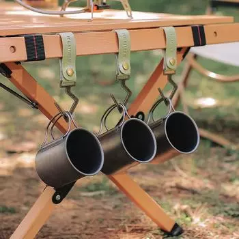 Крючок для походных принадлежностей из искусственной кожи, вешалка для хранения одежды в стиле ретро для кемпинга, брелок для хранения одежды, вешалка для кемпинга и барбекю зелёный