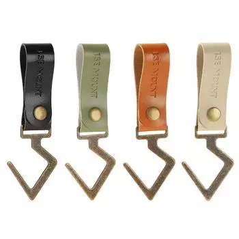 Крючок для походных принадлежностей из искусственной кожи, вешалка для хранения одежды в стиле ретро S-образной формы, брелок для хранения одежды, вешалка для кемпинга и барбекю чёрный