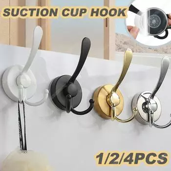 Крючок для полотенец на присоске для ванной комнаты, крючки из нержавеющей стали на вакуумной присоске, водонепроницаемая многоразовая настенная вешалка, декоративная стойка 1PCS