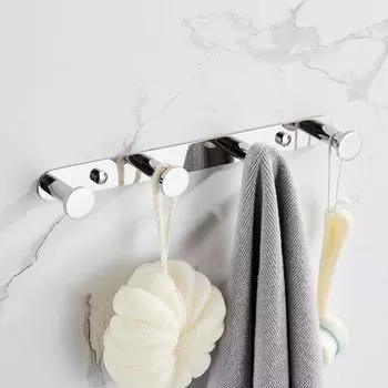 Крючок для полотенец Яркая полировка Нержавеющая сталь 304 Полотенце Халат Вешалка для одежды Рядные крючки Серебряные аксессуары для ванной комнаты