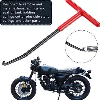 Крючок для пружины выхлопной трубы мотоцикла, универсальная Т-образная ручка, съемник пружины выхлопной трубы, инструмент для установки и ремонта крючков чёрный
