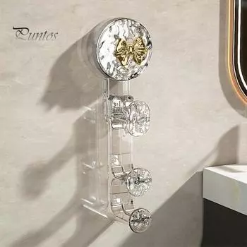 Крючок для раковины Настенный липкий стикер без дырокола Отличное всасывание Противоскользящий Отличная несущая способность Водонепроницаемый съемный органайзер для умывальника Хранение серебряный