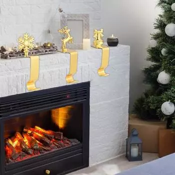 Крючок для рождественских чулок, металлический многоразовый держатель для чулок, не повреждающий каминную полку, рождественский крючок для подвешивания рождественских шаров, венков B серебряный