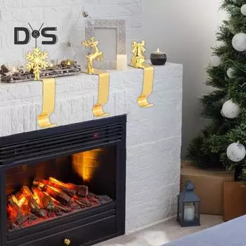 Крючок для рождественских чулок, металлический многоразовый держатель для чулок, не повреждающий каминную полку, рождественский крючок для подвешивания рождественских шаров, венков K серебряный