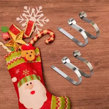 Крючок для рождественского носка, вешалка для камина, металлические зажимы, держатель для рождественских чулок, застежка для украшений, крючки для подвешивания рождественской елки one size
