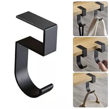 Крючок для рюкзака на столешницу для школьников, металлическая вешалка для школьных сумок, алюминиевая вешалка для школьных сумок, зажим для подстолья 1 чёрный
