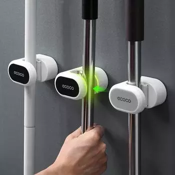 Крючок для швабры для ванной комнаты, настенная стойка для хранения швабры, многофункциональная бытовая крючок для швабры, зажим для метлы серый