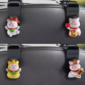 Крючок для спинки автокресла Lucky Cat, аксессуары для интерьера, спинка автокресла, милашка, место для хранения, автомобильные аксессуары, декоративные украшения, креативный декор