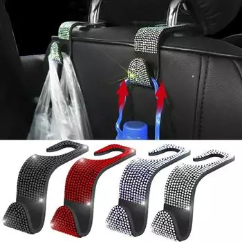 Крючок для спинки сиденья автомобиля, бриллиантовая вешалка со стразами, универсальная подставка для подголовника, держатель для хранения, аксессуары для салона автомобиля