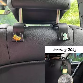 Крючок для спинки сиденья автомобиля с изображением мультяшного животного, кронштейн для хранения, симпатичное украшение для салона автомобиля, крючок для украшения, аксессуары для интерьера