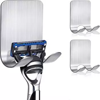 Крючок для стойки для бритвы из нержавеющей стали, водонепроницаемый самоклеящийся крючок для стойки для бритвы, ручная подставка для бритвы MYY серебряный