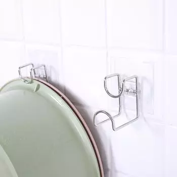 Крючок для умывальника из нержавеющей стали, многофункциональная настенная подвеска без перфорации для ванной комнаты, кухни, ванной комнаты, бытовая полка для хранения 8*8*6*3cm