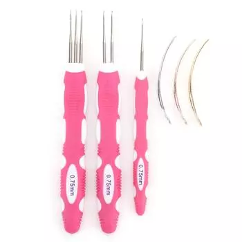 Крючок для вязания дредов 0,75 мм с блокировочным инструментом, эргономичная ручка, игла для плетения дредов