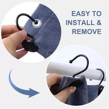 Крючок для занавески для душа Высокопрочный полированный без деформации Антикоррозийный сплав Гладкое скольжение Надежно расположенное кольцо для занавески в ванной комнате чёрный