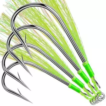 Крючок для завязывания волос, железная пластина, одинарный крючок, яркий шелк, морская рыболовная лодка, медленное встряхивание, железная пластина, дорожная наживка, крючок для завязывания волос, аксессуары для рыболовных снастей 3# (5 pieces/pack)