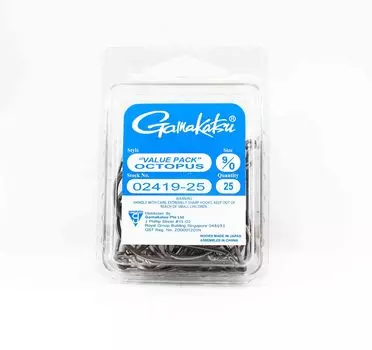 Крючок Gamakatsu Octopus, черный, размер 9/0, 25 шт. В упаковке (2254)