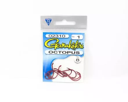 Крючок Gamakatsu Octopus, красный, размер 1,8 В упаковке (1125)