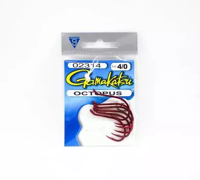 Крючок Gamakatsu Octopus красный, размер 4/0,6 в упаковке (1231)